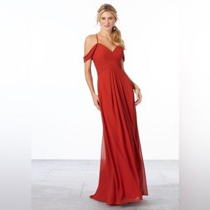 Mori Lee Cold-Shoulder Chiffon Bridesmaid Dress 21671